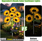 Sunflower Solar Lights Outdoor Decor, 4 Pack Solar Garden Decor 24 Waterproof Solar Sunflower Outdoor Lights for Garden Patio,Flower Bed, Pathway, Gift for Women, Mom, Grandma