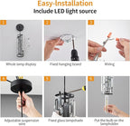 LMQNINE Modern Crystal Pendant Light for Kitchen Island, Adjustable Black Mini Pendant Lighting Fixture with K9 Crystal, E27 Base, Modern Hanging Light for Bedroom Dining Room Bar, 1-Pack