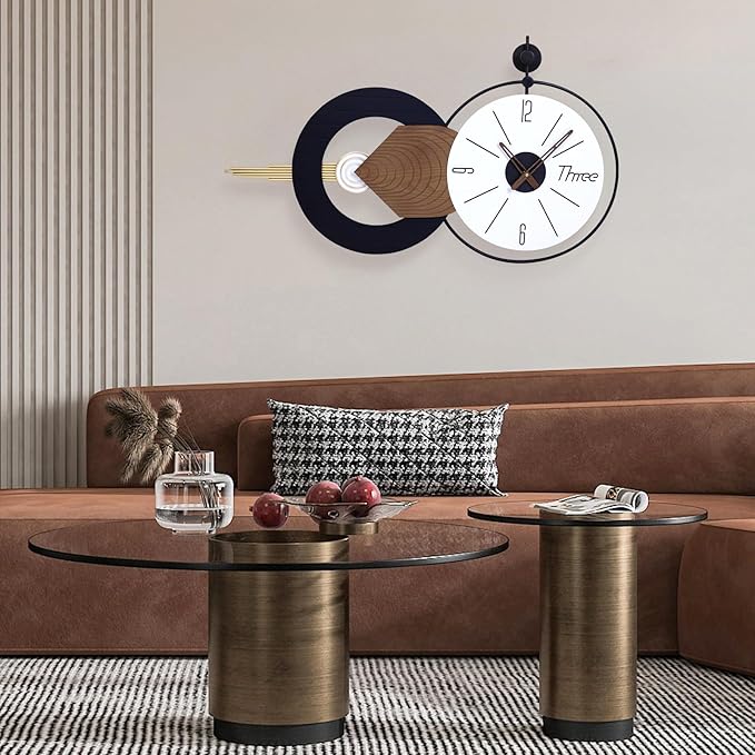 35x20 Inch Battery Operated Large Wall Clock for Living Room Decor - Modern Decorative Clocks Abstract Art for Home, Dining Room, Bedroom, Kitchen, Office