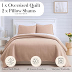 Southshore Fine Living, Inc. Oversized King Quilt Set, Blush Pink Quilt Bedspread with 2 Matching Pillow Shams, Machine Washable Cal/King Quilts, Hotel Quality Bedding, Soft & Cozy Coverlet, Blush