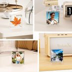 Mini Picture Frame 3x3 inch Acrylic Magnetic Photo Card Frame 20mm Thick Double SidedDesktop Display Frames for Cards Photos Office Home Decor 5 PCS