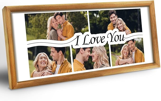 Gifts for Him/Her - Personalized Photo Frame with Love Design, Wall Mount or Tabletop Display, Romantic Gifts for Boyfriend Girlfriend Anniversary Birthday Valentine's
