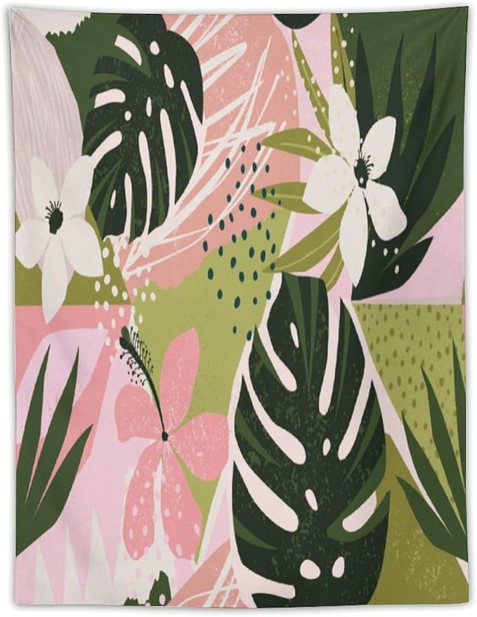 ICMOLYYENLO Tropical Green Plant Tapestry, Green Palm Leaves Natural Landscape Print Wall Tapestry for Bedroom Living Room Dormitory 30x40 Inch