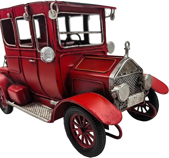 Berfutall-10'' Iron Classic Red Cars Model Collectible Vehicle Decoration, Metal Classic Cars Christmas Decor ，Unique Blend of Vintage, Rustic, for Table Top Decor. (C)