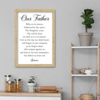 FZMHASLWW Our Father Prayer Wall Decor 24"X16" Bible Verse Scripture Inspirational Quotes Sign Christian Large Wood Framed Wall Hanging Art (Wood)
