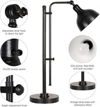 PARTPHONER Industrial Adjustable Desk Lamp for Home Office, Farmhouse Table lamp, Rustic Metal Task Desk Lamp in Aged Bronze Finish, Vintage Reading Lamp for Study Room, Black