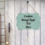 Personalized Wooden Welcome Sign Front Door Decor Home Sign Customized Image/Text Hanging Farmhouse Decorations for Home Office 11.2 * 8 Inch