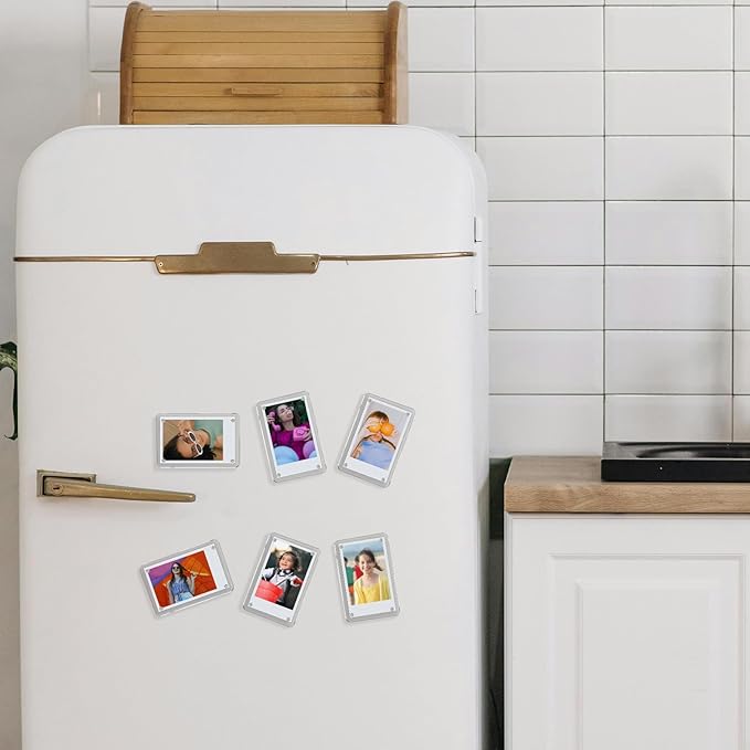 6 Pack Acrylic Magnetic Picture Frames 2x3, Refrigerator and Desktop Photo Frames Combine, Vertical and Horizontal Clear Display Compatible with Fujifilm Instax Mini for Fridge/Table/Locker