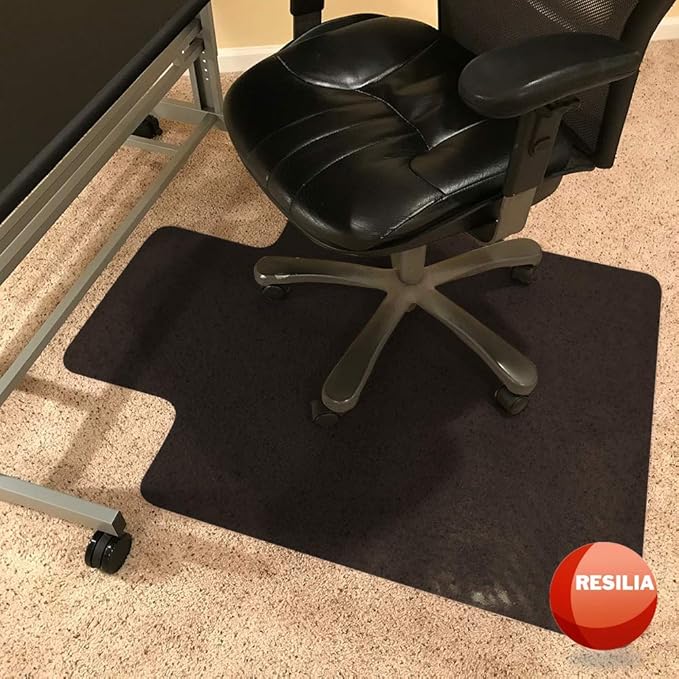 Resilia Office Desk Chair Mat - for Low Pile Carpet (with Grippers) Clear, 48 Inches x 48 Inches, Made in The USA
