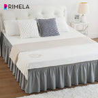RIMELA Bed Skirt King Size Light Grey Bed Skirt 12 Inch Drop, Wrap Around Elastic Adjustable Bedskirt, Dust Ruffle for Bed Frame & Box Spring Soft Durable Fabric Machine Washable Easy to Install