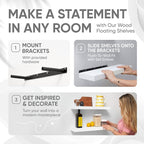 Homeforia White Floating Shelves 24 inch, High End Solid Real Wood 24inch Bathroom Floating Shelf for Wall Mounted, White Wooden 24in Floating Shelves, Heavy Duty Bracket, 24 X 6.5 X 1.75 in, Set of 2