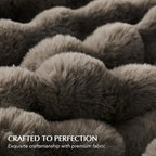 EVERGRACE Ultra Soft Luxury Fluffy Faux Rabbit Fur Throw Blanket, Thick Warm Fuzzy Blankets for Bed, Cozy Plush Reversible Blanket for Couch, Chair, Sofa, Dark Taupe, 60x80 Inches, 870 GSM
