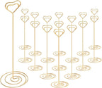 16pcs Place Card Holders, 8.75 Inches Tall Table Number Holders, Gold Picture Holder for Tables with Heart Shaped Clip for Wedding, Photos, Food Signs, Memo Notes, Restaurant, Birthday