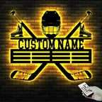 Custom Hockey LED Wall Sign - Personalized Skate & Goalie Mask Neon Light Custom Name Sign, Hockey Decor for Boys Room, Man Cave, Locker Room, Players, Coaches, Sports Fans
