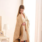 CozeCube Check Knit Throw Blanket, Beige Checkered Throw for Couch, Decorative Christmas Soft Cozy Warm Knitted Blanket for Bed Sofa Living Room, 60"X80"