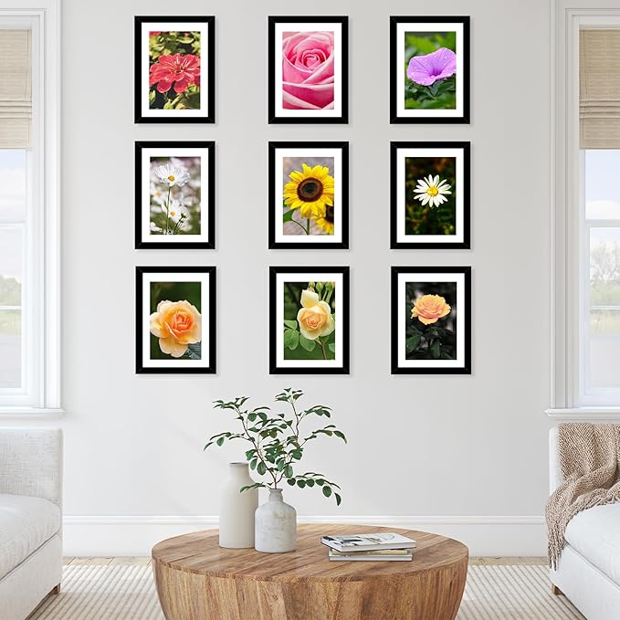 12 Packs 5x7 Picture Frames Bulk, Display 4x6 with Mat or 5x7 Without Mat, Black Gallery Frame Set, 5 by 7 Frames Bulk Set of 12, Collage Wall Decor Photo Frame Set for Wall and Tabletop, Black