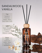 M&SENSE Sandalwood Vanilla Reed Diffuser Set: 6.3 fl oz Non-Toxic Aroma Set with Sticks, Light & Subtle Fragrance, Long-Lasting Natural Essential Oil Gifts for Bedroom, Shelf Decor & Small Spaces