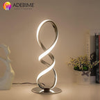 LED Spiral Bedside Table Lamp, Stepless Dimmable 12W 3000K Warm White, Modern Nightstand Desk Lamp for Bedroom, Living Room, Sliver