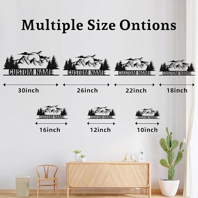 Personalized Mountain Metal Sign, Metal Mountain Wall Art Decor, Custom Family Name Sign, Custom Sign Outdoor Metal, Forest Home Decor Sign, Nature Wall Art, Cabin Decor, Housewarming Gifts