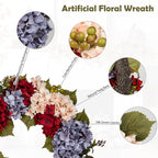 Fall Wreaths for Front Door, 24 inch Autumn Wreath with Hydrangeas Berries Large Fall Door Wreath Artificial Hydrangea Flowers Wreaths Autumn Decorations for Farmhouse Thanksgiving Harvest Door Wall