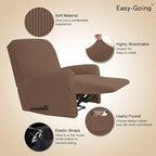 Easy-Going Recliner Stretch Sofa Slipcover Sofa Cover 4-Pieces Furniture Protector Couch Soft with Elastic Bottom, Spandex Jacquard Fabric Small Checks(Recliner,Brown)