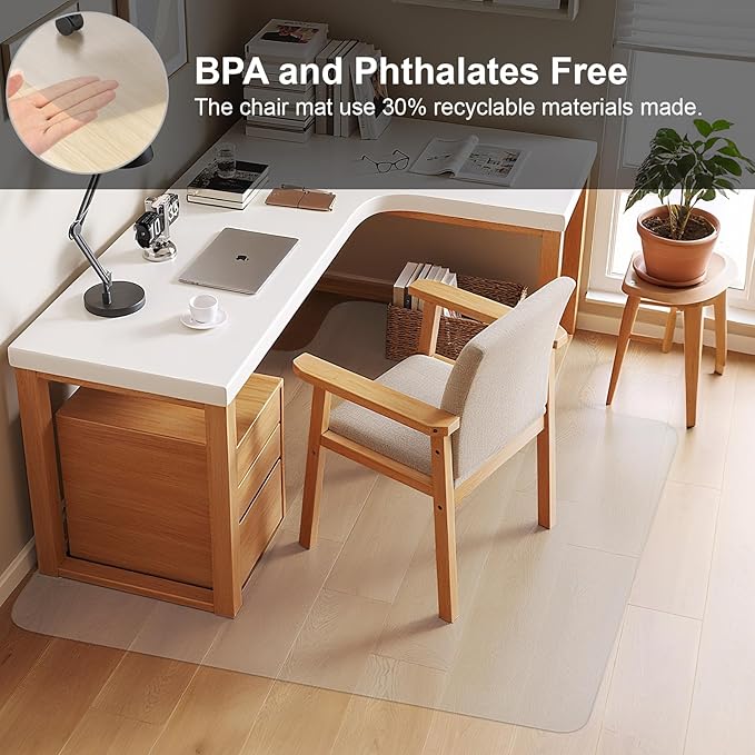 45"x54" Office Chair Mat for Hardwood Floor,Non-Skid Office Chair Mat Protect Your Floors from Damage, Comfortabl Desk Mat Easy Glide Rolling Plastic Floor Mat for Work, Home