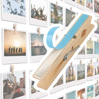 20 Pack Wood Photo Clips with Adhesive Layer 2.8'' for Wall, Art Holder, Mood Wall, Picture Holder, Poster Hanger, Dorm Room Decor, Photos Display