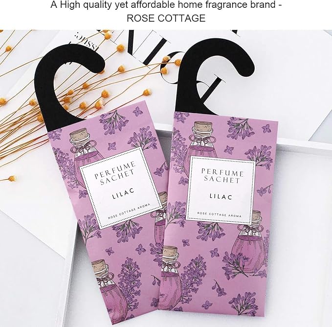 ROSE COTTAGE Large 12 Packs Lilac Hanging Closet Air Freshener Scented Sachets Long Lasting Smell Goods