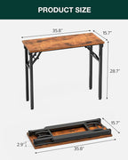Frylr Small Folding Computer Desk – Portable 35.8 Inch Foldable Laptop Table, Collapsible and Compact for Easy Storage and Fast Setup, Lightweight for Small Spaces, Craft and Study Use, Rustic Brown