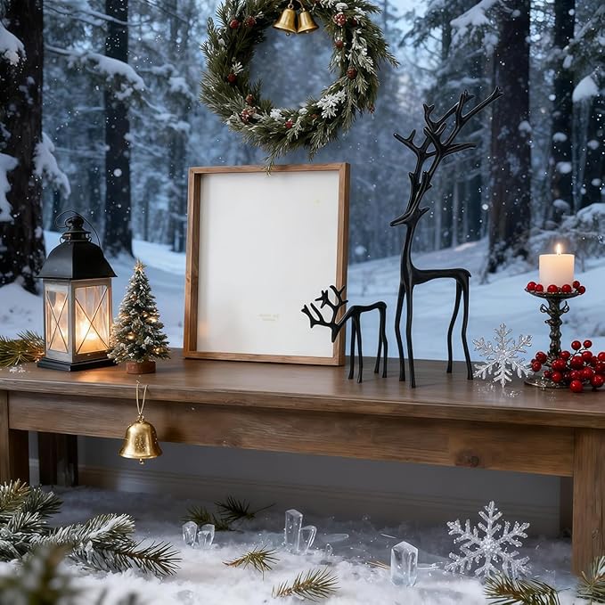 2026 New 2 Pcs Black Metal Reindeer, Black Metal Reindeer Christmas Decoration, European-Style Modern Aluminum Alloy Xmas Figurines, Indoor Holiday Statues for Mantel, Bedroom, Office Table (#AB)