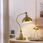 Vintage Gold Desk Lamp Decorative Table Lamp for Home Office Living Room Bedroom Desk Light, Rustic Industrial Farmhouse Antique Library Study Desk Lamp E26 LED Bulb Included