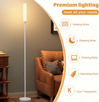 LED Floor Lamp with Remote Control, 65" Standing lamp with Stepless Adjustable 3000K-6500K Colors & 5%-100% Brightness, Foot Switch(White)