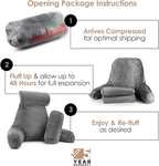 Nestl Reading Pillow Large Bed Pillow, Back Pillow for Sitting in Bed Shredded Memory Foam Chair Pillow, Reading & Bed Rest Pillows Grey Back Pillow for Bed, Bed Chair Arm Pillow with Pockets