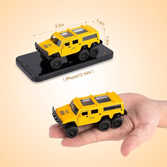 KIDAMI Diecast Toy Trucks 4 Pack Die Cast Metal Toy Cars Pull Back Cars Openable Doors Off-Road Vehicles Birthday Gift for Boys and Toddlers (Original)