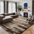 Area Rugs for Living Room, 5x7 Feet Soft Fluffy Shagg Plush Rug High Pile Large Indoor Modern Non-Slip Floor Carpet for Bedroom Nursery Kids Home Room Dorm Decor Aesthetic Tie-Dyed Khaki