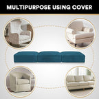 PrinceDeco Stretch Sofa Cushion Covers for Couches and Sofas,Soft Velvet Couch Seat Covers, Sofa Covers Washable, Seat Cushion Cover for 3 Couch Sofa Pet Friendly - Deep Teal, Each Width Up to 29.5"