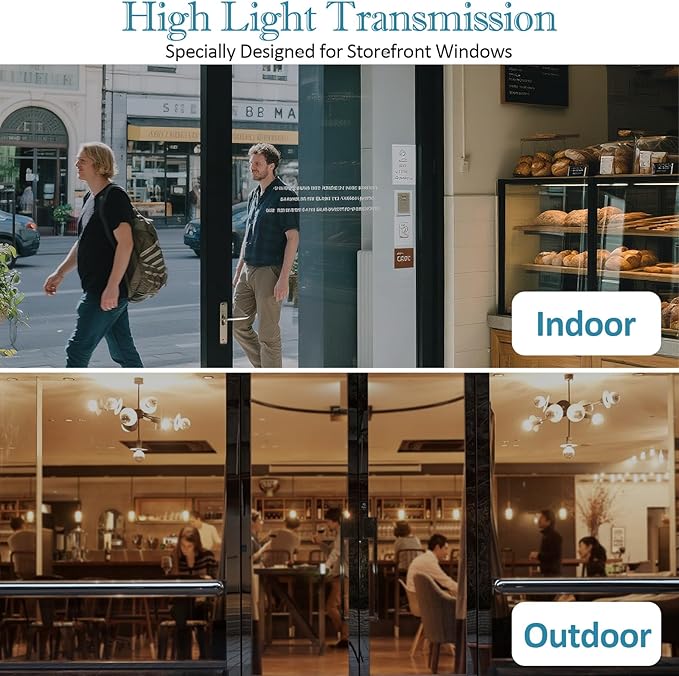 Window Film Transparent Heat Control UV Blocking, 70% VLT Window Tint for Shopfront Glass with Installation Tools, PET Material, Ideal for Stores, Glass Doors and Display Windows, 23.6Inch×196.9Inch