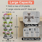 Vertical Planter 6 Tier Stackable Planters Garden Planters Strawberry Herb Flower and Vegetable Planter Indoor Outdoor Gardening Pots with Removable Wheels and Tools