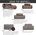 Easy-Going 6 Pieces Recliner Loveseat Stretch Sofa Slipcover Sofa Cover Furniture Protector Couch Soft with Elastic Bottom Kids, Spandex Jacquard Fabric Small Checks Taupe