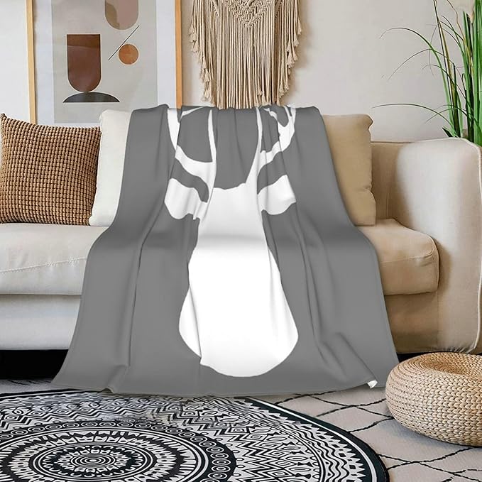 HGOD DESIGNS Deer Flannel Fleece Bed Blanket 40 x 50 inch Woodland Deer Head Throw Blanket Lightweight Cozy Plush Blanket for Bedroom Living Rooms Sofa Couch