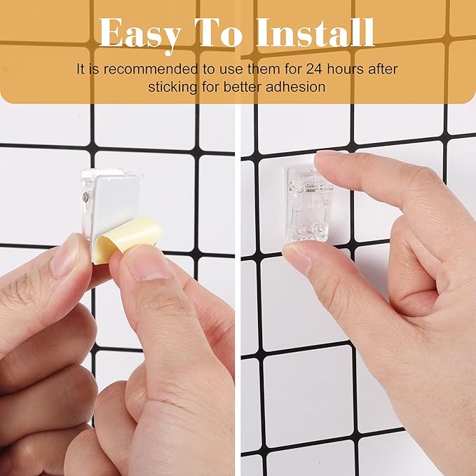 30 Pieces Self-Adhesive Clips Wall Tapestry Clips Sticky Plastic Photo Small Hanging Spring for Poster Photo Wall Teacher Student Home Applications(Clear)