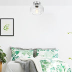 Industrial Semi Flush Mount Ceiling Light Brushed Nickel, 900 Lumen LED Bulb Included, Clear Glass Shade Ceiling Light Fixture, Farmhouse Light Fixture for Hallway Corridor Kitchen Bathroom Bedroom