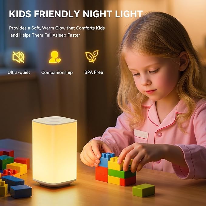 Auxmir Nursery Night Light for Baby, Portable Night Lamp with LED Stepless Dimming & 256 RGB Colors for Kids Adult, Breastfeeding, Sleep Aid, 4000mAh Rechargeable Bedside Table Lamp with Timer, White