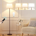 【Upgraded Floor Lamps for Living Room, Modern Floor Lamp with Remote Control, Dimmable Colors Temperature Standing Lamp Foot Switch, 9W Bulb Tall Lamps for Bedroom Office Kid Room - Brown