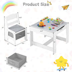 Kids Table and Chair Set, 3 in 1 Wooden Activity Table with Detachable Tabletop, Toddler Table and Chair Set with Storage Drawer, Kids Play Table for Children Art, Craft, Eating, Learning