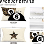 Leopard Star Lucky 8 Ball Throw Pillow Covers 20x12, Cheetah Print Room Decor, Trendy Funky Y2K Leopard Print Decorative Pillow Covers for Girls Room Dorm Apartment Home