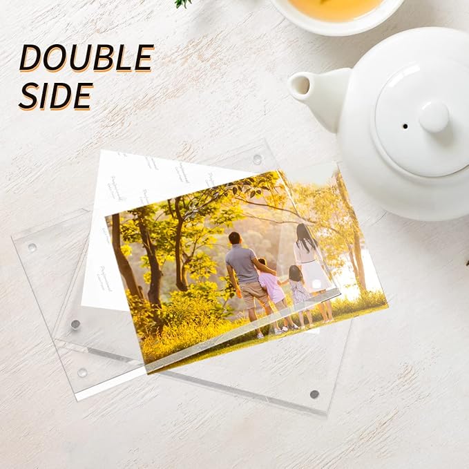 5 Pack Acrylic Photo Frames 3.5x5 Double Side Magnets Picture Frame, Magnetic Picture Frames for 3x4, 3.5x4.5 photos, 3x5 Picture Frame 10 + 10MM Thickness