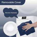 MeMoreCool Square Stuffed Pouf Ottoman Foot Rest, Floor Pouf Foot Stool with Foam Chunk Filling, Soft Stuffed Ottoman Footrest for Living Room, Navy