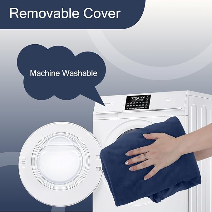 MeMoreCool Square Stuffed Pouf Ottoman Foot Rest, Floor Pouf Foot Stool with Foam Chunk Filling, Soft Stuffed Ottoman Footrest for Living Room, Navy