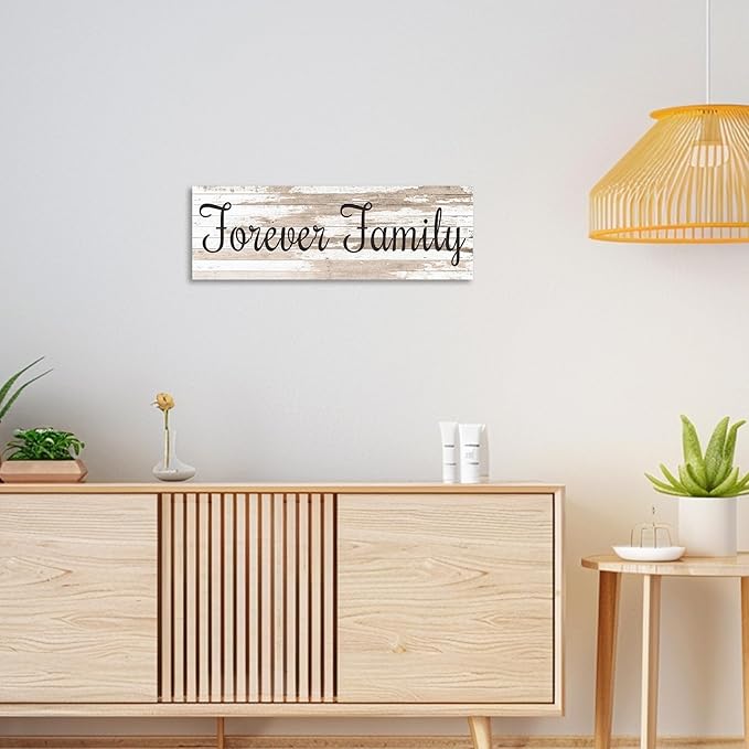 CHAOSETKEN Custom Text Sign Wall Art Personalized Family Quote Wall Decor Family Sign Canvas Prints Customized Wood Text Quote Pictures Rustic Farmhouse Decor Framed (30L x 10W)